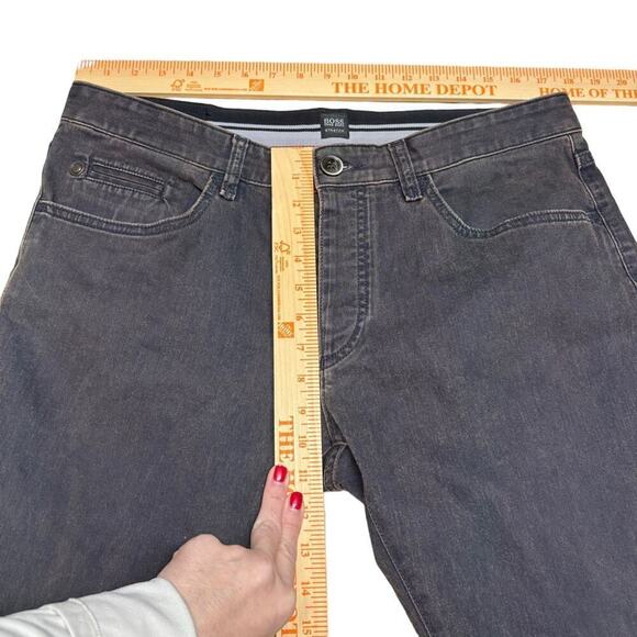 Boss Hugo Boss Mens Stretch Slim Fit Straight Leg Button Fly Dark Brown Jeans 36 - Picture 12 of 14